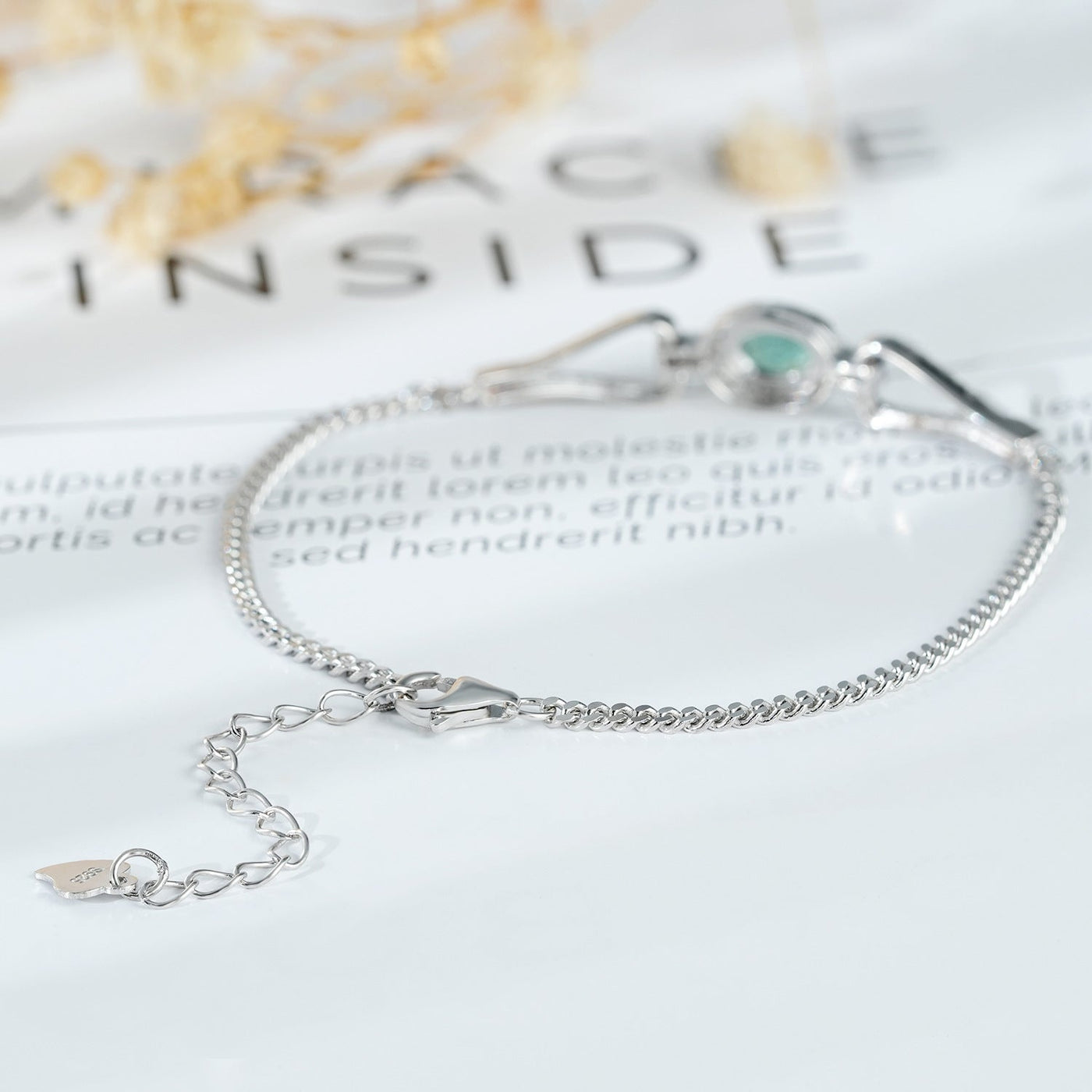 S925 Silver Emerald Bracelet With Synthetic Zirconia