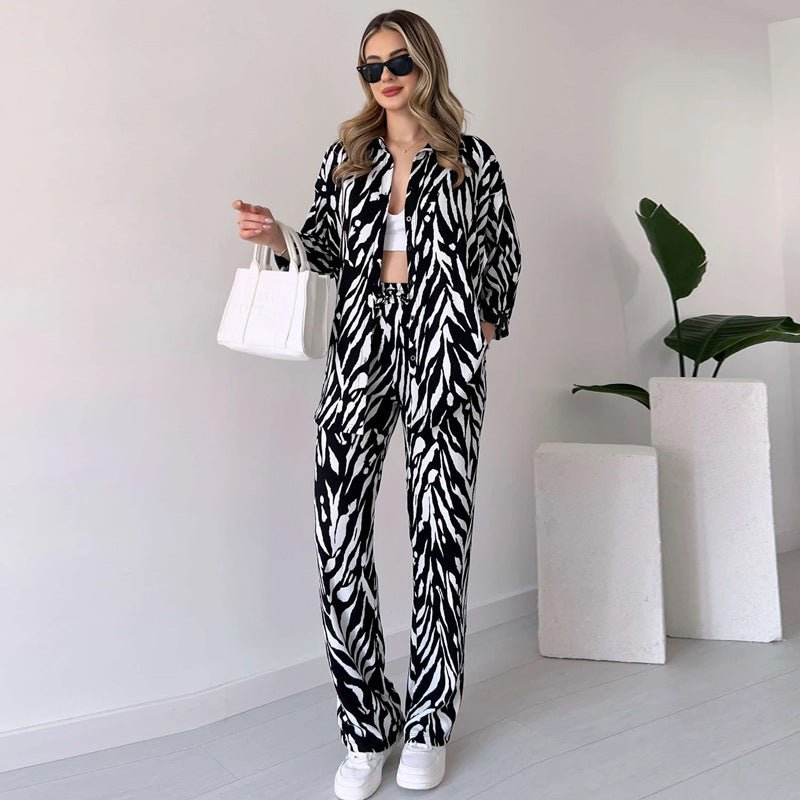 Fashion Casual Loose Long Sleeve Trousers Suit