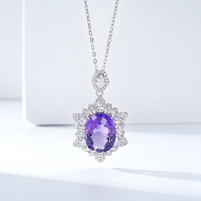 S925 Silber Natürliche Amethyst Halskette