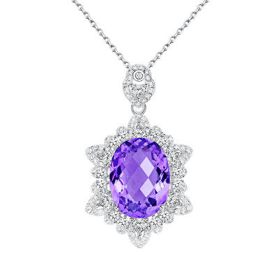 S925 Silber Natürliche Amethyst Halskette