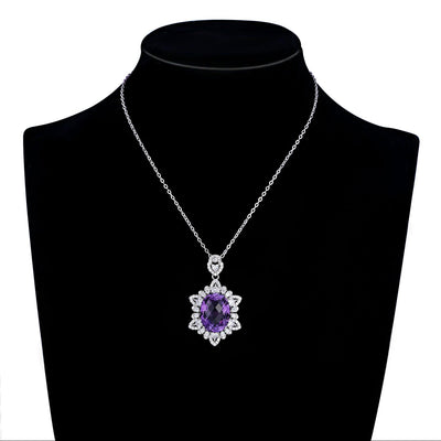 S925 Silber Natürliche Amethyst Halskette