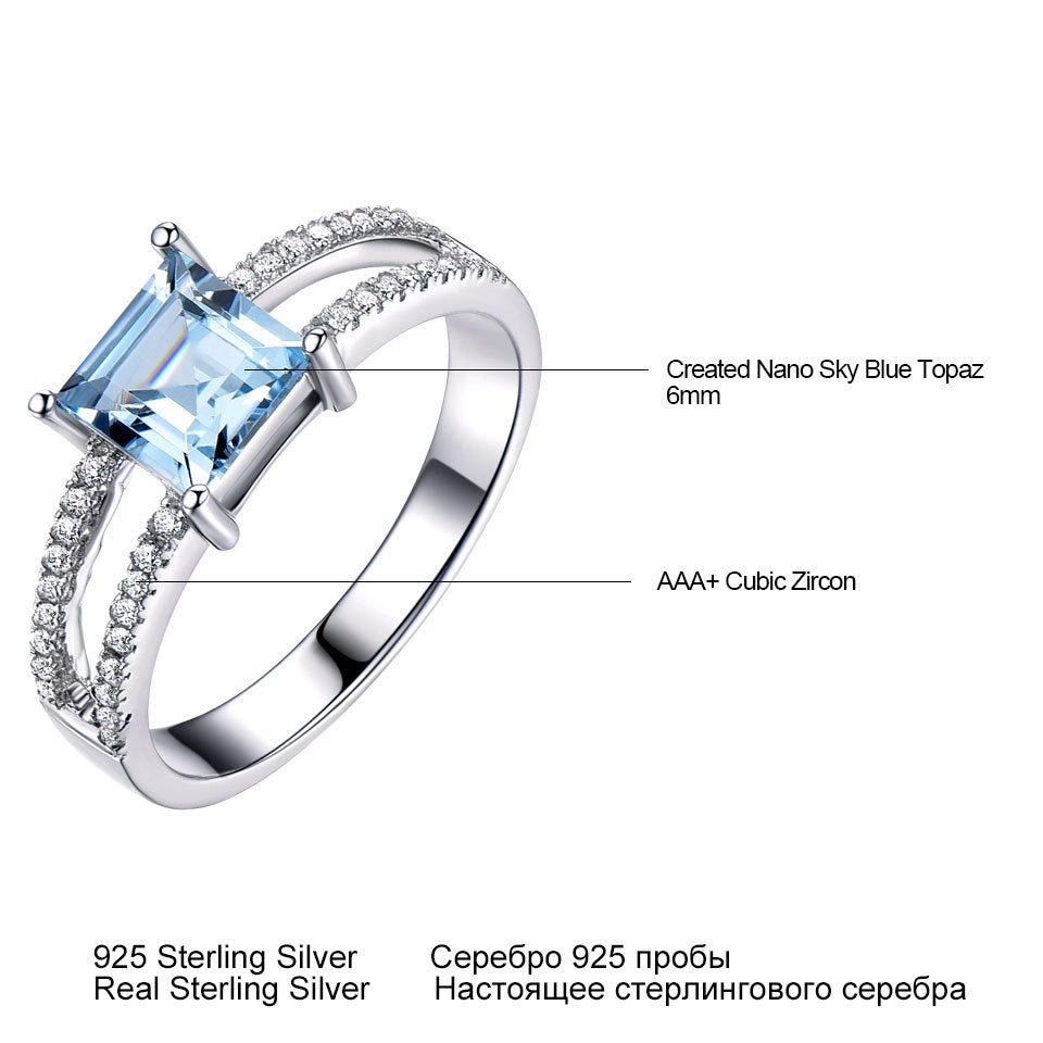 S925 Sky Blue Topaz Ring