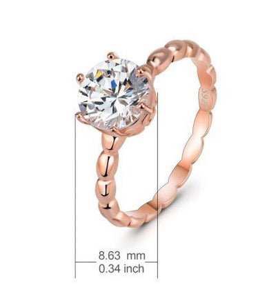 925 Silver Diamond Ring Rose Gold - Belisimo