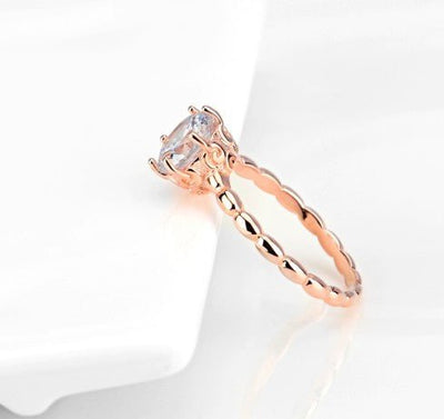 925 Silver Diamond Ring Rose Gold - Belisimo