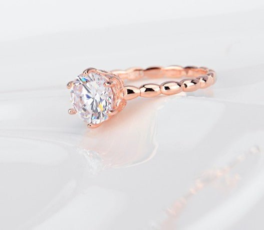 925 Silver Diamond Ring Rose Gold - Belisimo