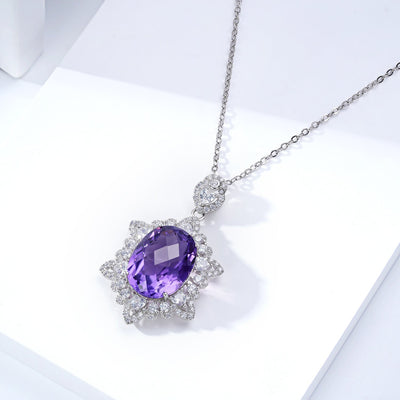 S925 Silber Natürliche Amethyst Halskette