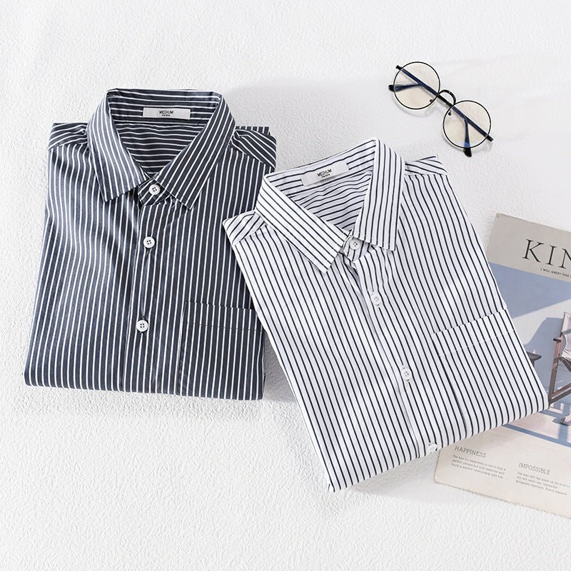 Men's Shirt Striped Autumn Blue Casual