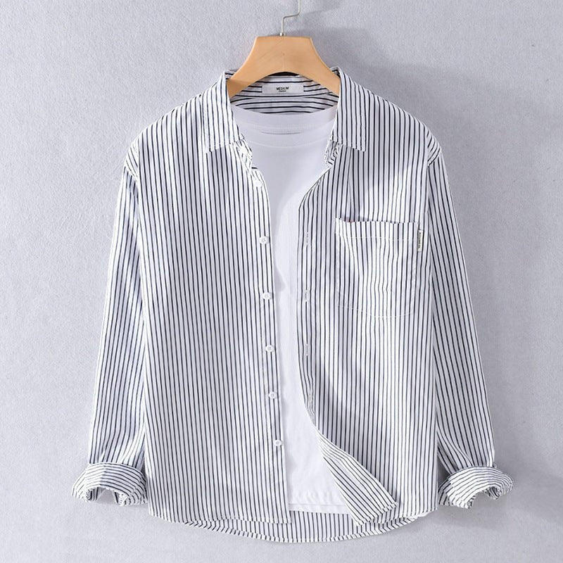 Men's Shirt Striped Autumn Blue Casual