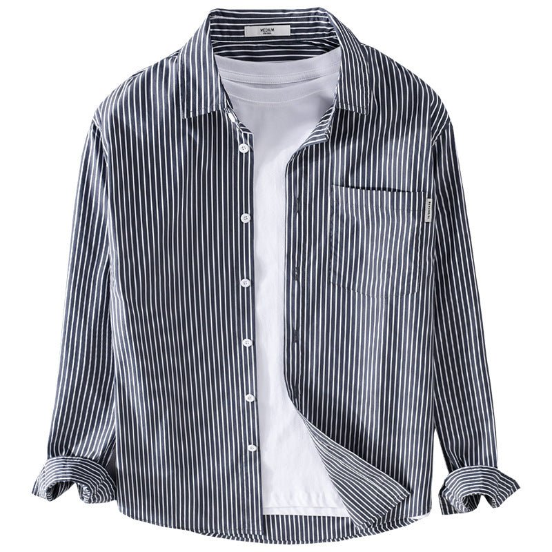 Men's Shirt Striped Autumn Blue Casual