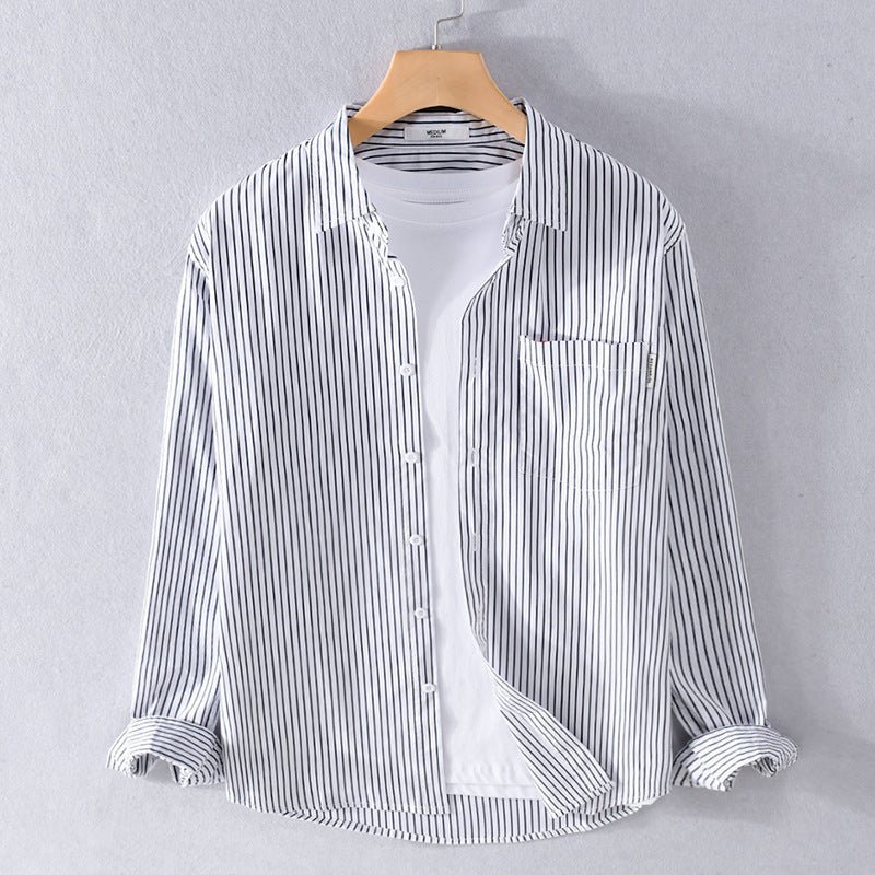 Men's Shirt Striped Autumn Blue Casual