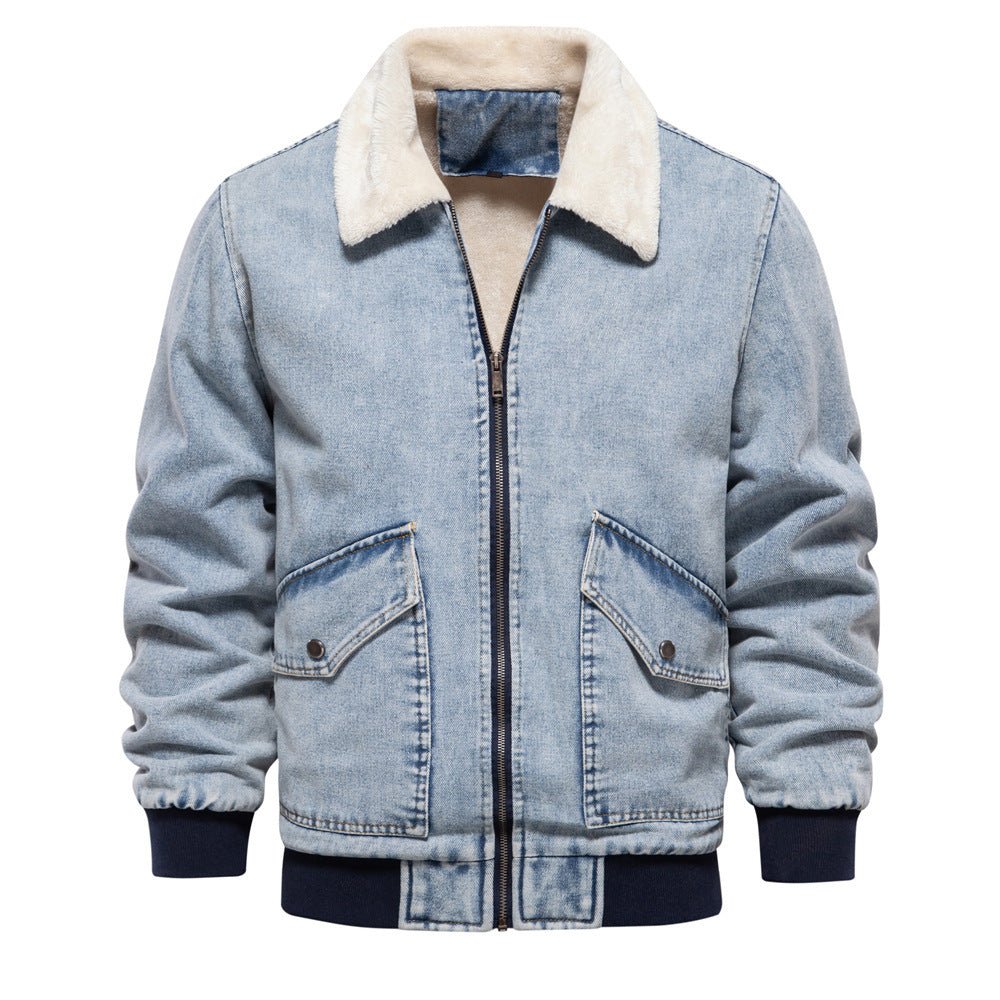 Autumn And Winter New Fleece - lined Denim Coat Jacket - Belisimo