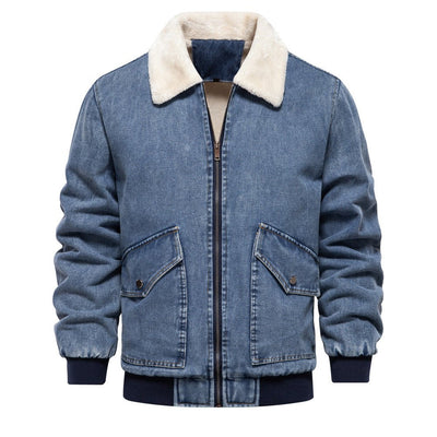 Autumn And Winter New Fleece - lined Denim Coat Jacket - Belisimo