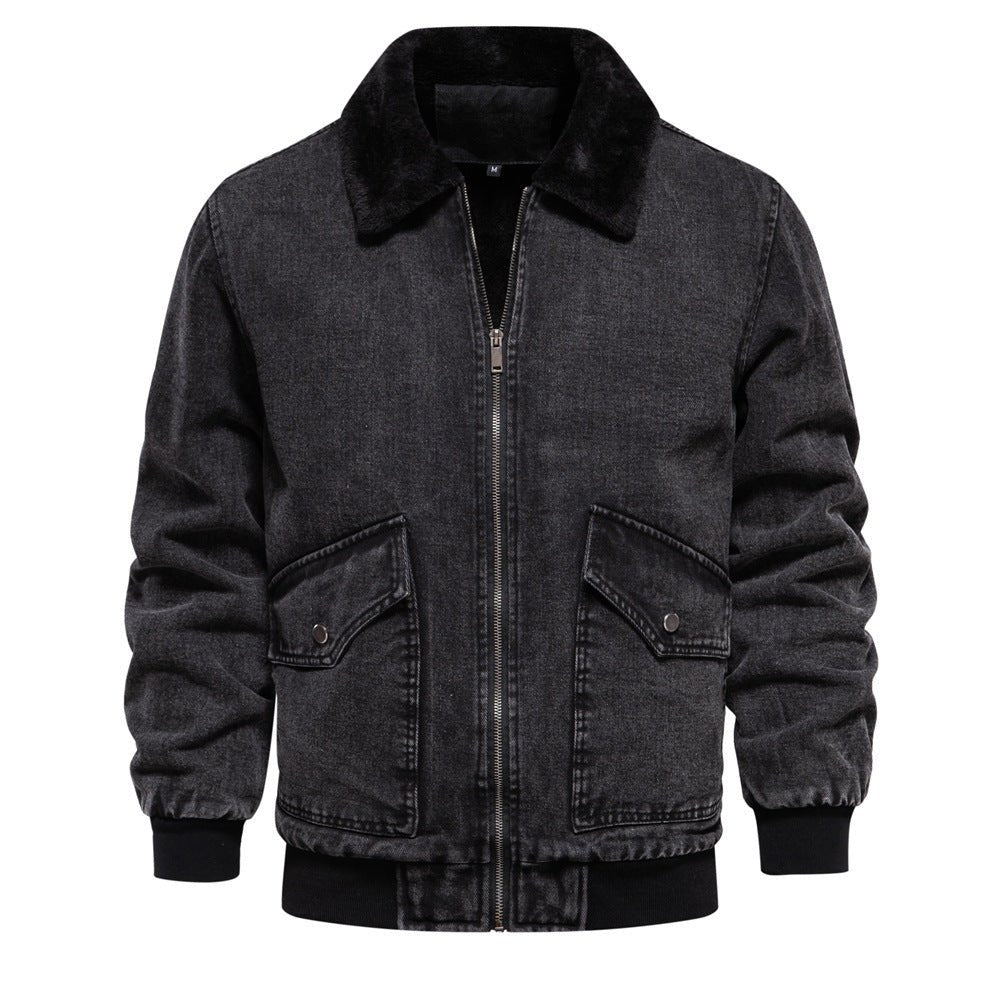 Autumn And Winter New Fleece - lined Denim Coat Jacket - Belisimo