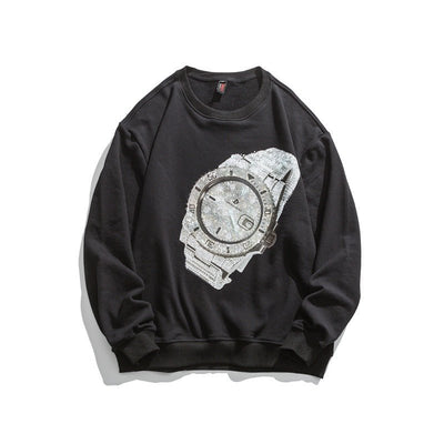 Autumn New Watch Print Sweatshirt - Belisimo