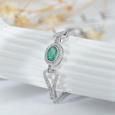 S925 Silver Emerald Bracelet With Synthetic Zirconia