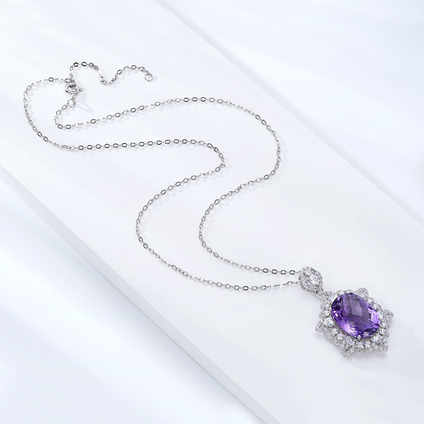 S925 Silber Natürliche Amethyst Halskette