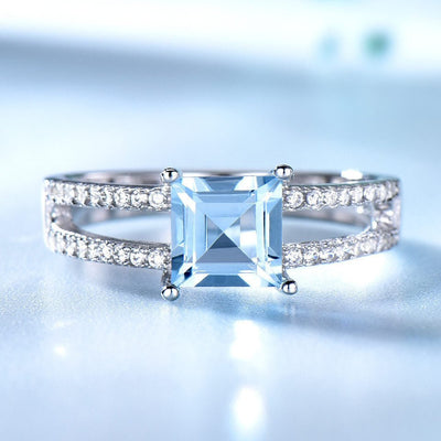 S925 Sky Blue Topaz Ring