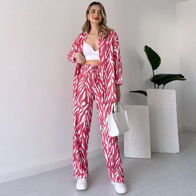 Fashion Casual Loose Long Sleeve Trousers Suit