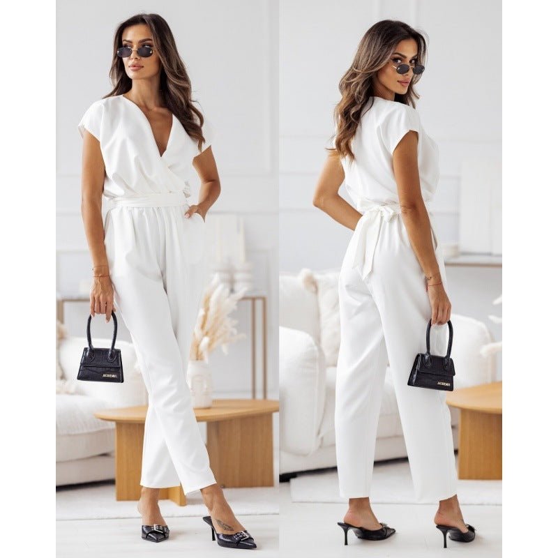 Summer Slimming Solid Color Jumpsuit for Women