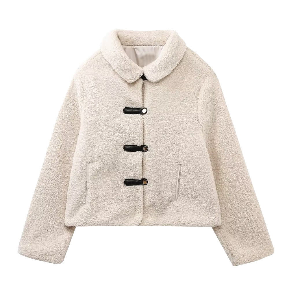 Fashionable All - match Fleece Short Jacket - Belisimo