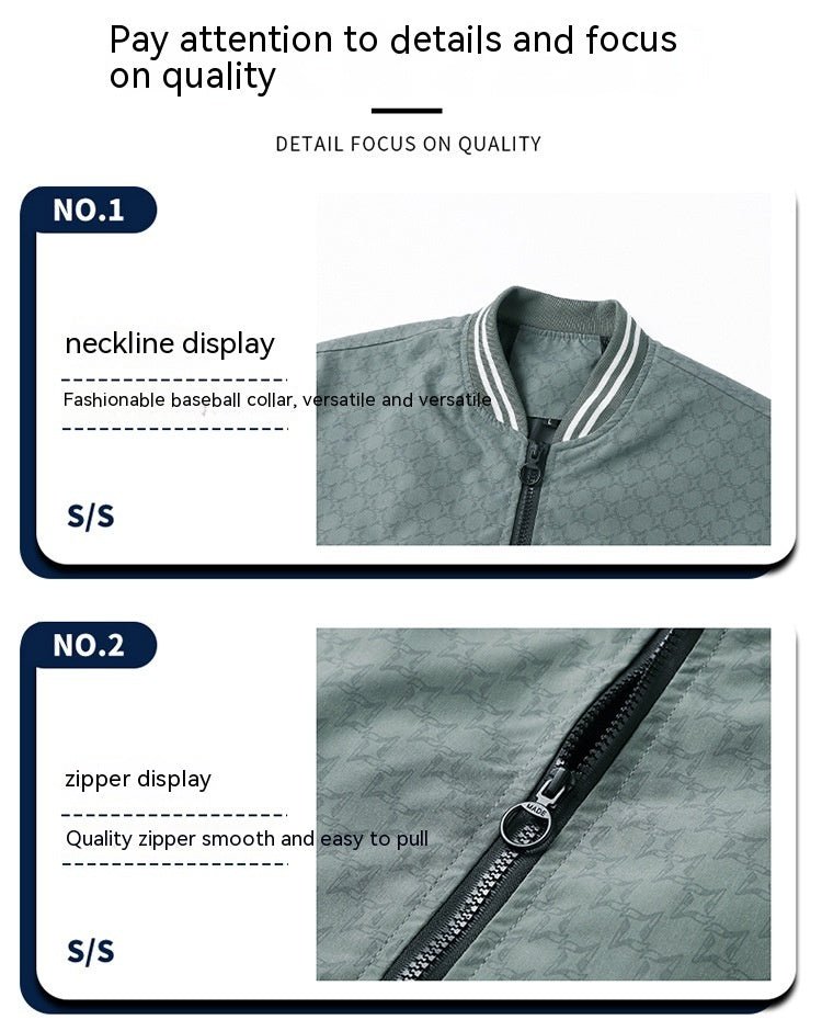 Jacket Men's Jacket Casual Stand Collar Trendy Brand Fashion Baseball Uniform Men's Youth Jacket Hollow Out - Belisimo