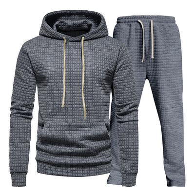 Jacquard Small Plaid Hooded Sweater Trousers Leisure Sports - Belisimo