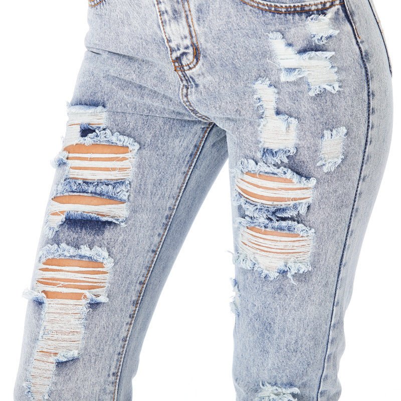 Jeans Women's Ripped Spring Casual Loose Jeans - Belisimo