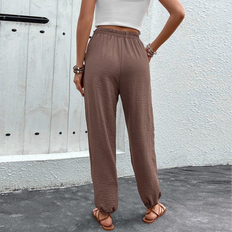 Lace - up Trousers European And American High Waist Casual Jogger Pants - Belisimo