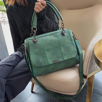 Matte Women Scrub Female Shoulder Bags Large Capacity Matcha Green PU Leather Lady Totes Boston Bag for Travel Hand Bags - Belisimo