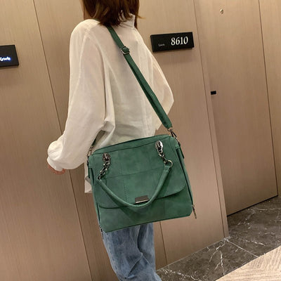 Matte Women Scrub Female Shoulder Bags Large Capacity Matcha Green PU Leather Lady Totes Boston Bag for Travel Hand Bags - Belisimo