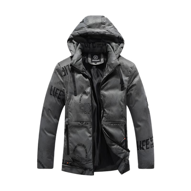 Men Winter Jacket With Velvet Pattern - Belisimo