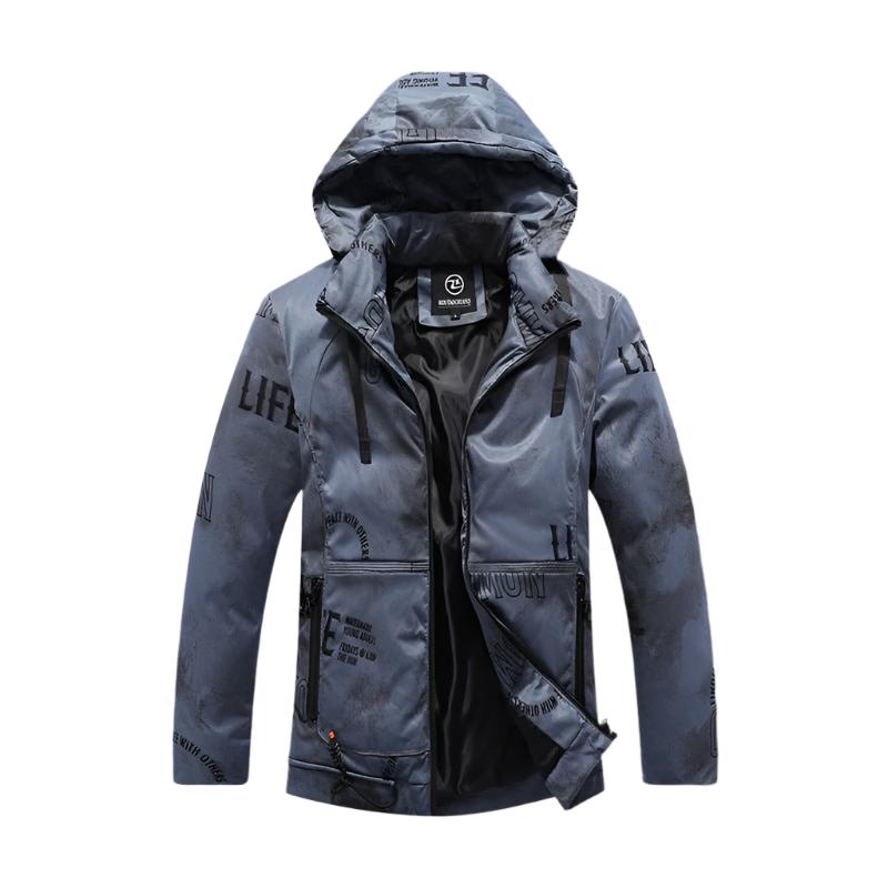 Men Winter Jacket With Velvet Pattern - Belisimo