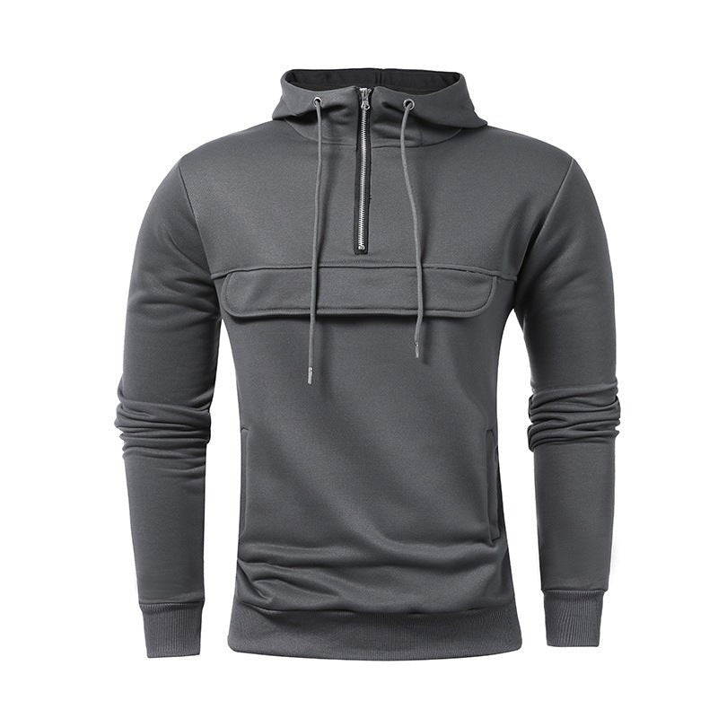 Men's Casual Sports Solid Color Hoodie - Belisimo