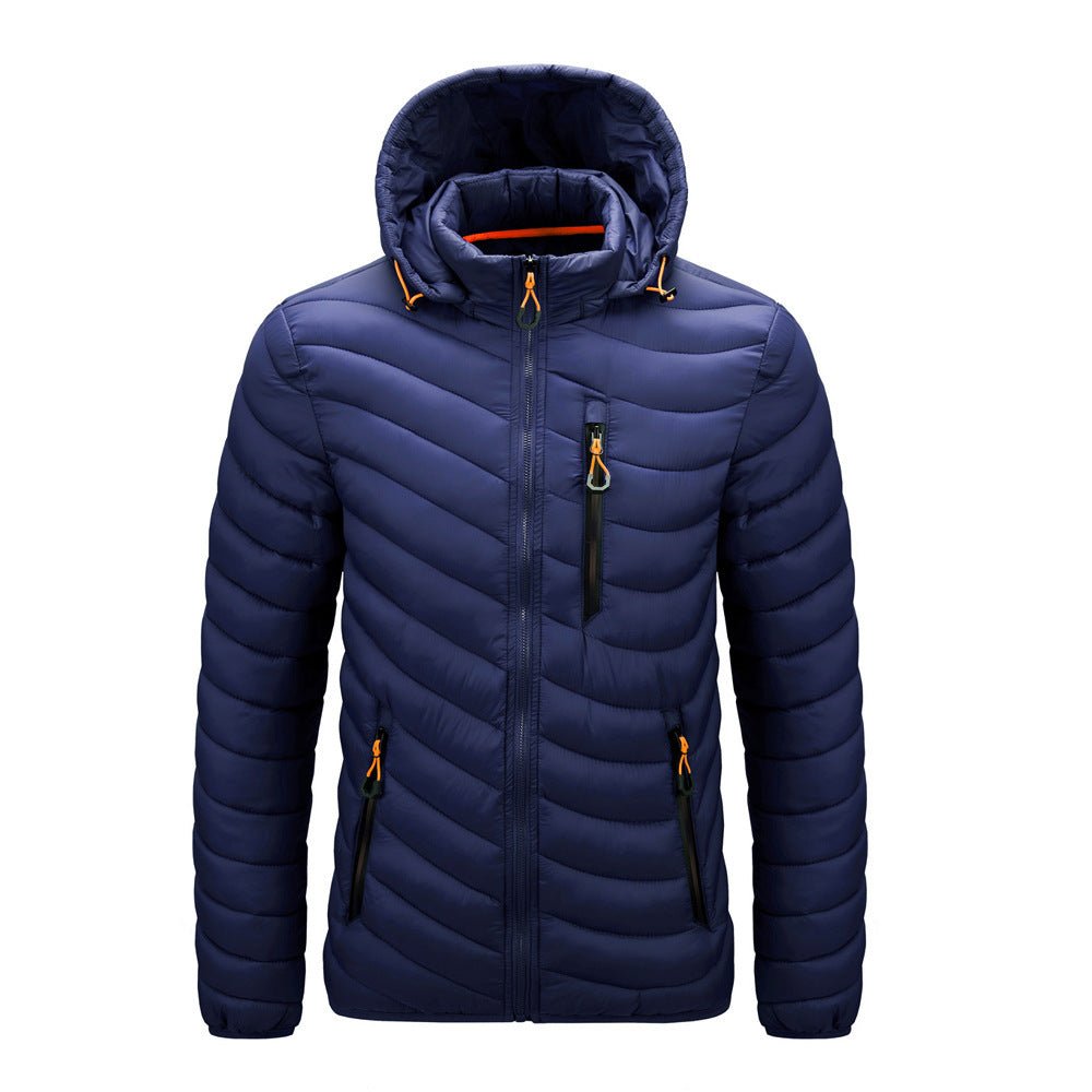 Men's cotton jacket with hooded removable cap cotton jacket autumn and winter men's cotton jacket - Belisimo