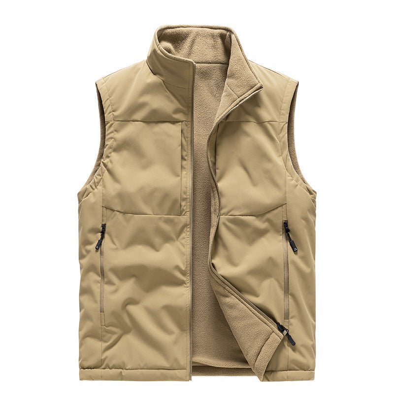 Men's Double - sided Fleece Vest Winter Warm Loose Sleeveless Tank Outdoor Workwear Vest Clothing - Belisimo