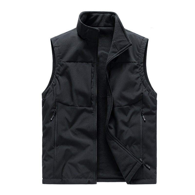 Men's Double - sided Fleece Vest Winter Warm Loose Sleeveless Tank Outdoor Workwear Vest Clothing - Belisimo