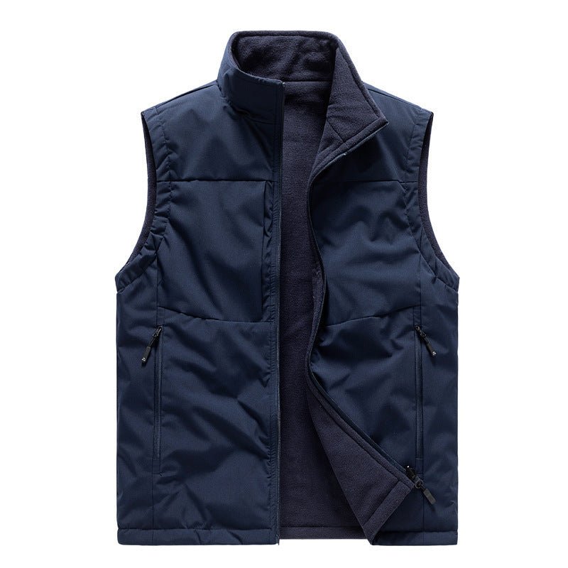 Men's Double - sided Fleece Vest Winter Warm Loose Sleeveless Tank Outdoor Workwear Vest Clothing - Belisimo