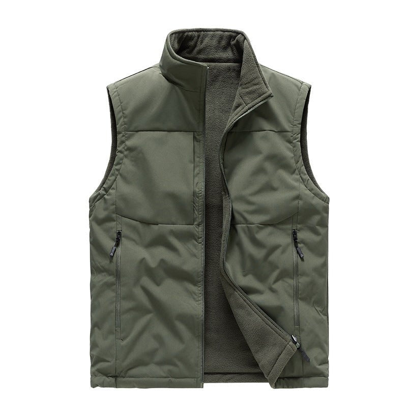 Men's Double - sided Fleece Vest Winter Warm Loose Sleeveless Tank Outdoor Workwear Vest Clothing - Belisimo