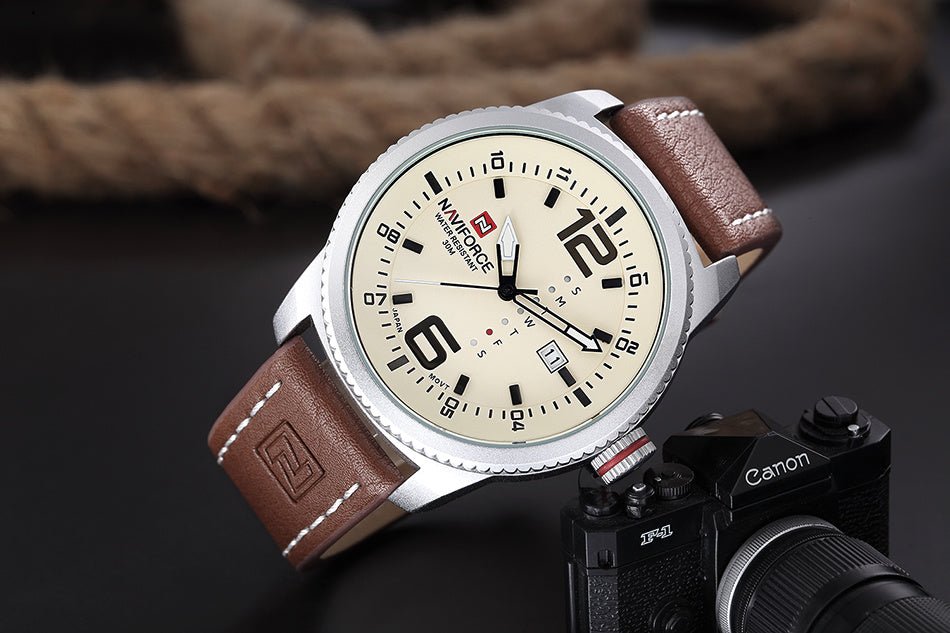 Men's Quartz Watch Waterproof Calendar Watch Belt Casual Men's Watch - Belisimo