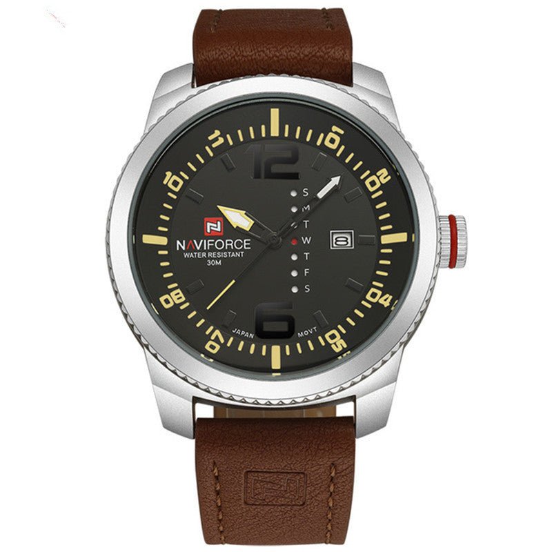 Men's Quartz Watch Waterproof Calendar Watch Belt Casual Men's Watch - Belisimo