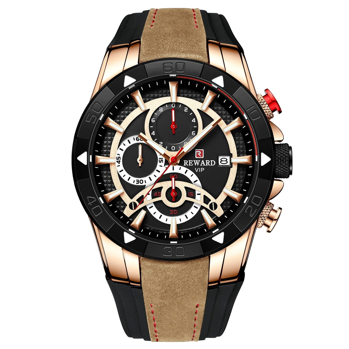 Men's Watch Calendar Watch Tape Quartz Watch Six - pin Watch Business Men's Watch - Belisimo