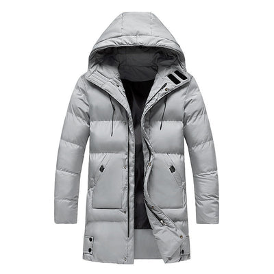 New Mid - length Trendy Thick Padded Jacket Winter Wear Plus Size Cotton Jacket Hooded Men's Clothing - Belisimo