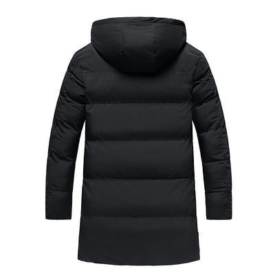 New Mid - length Trendy Thick Padded Jacket Winter Wear Plus Size Cotton Jacket Hooded Men's Clothing - Belisimo