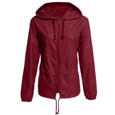 Raincoat Zipper Hooded Lightweight Outdoor Jacket Thin Outdoor Jacket - Belisimo