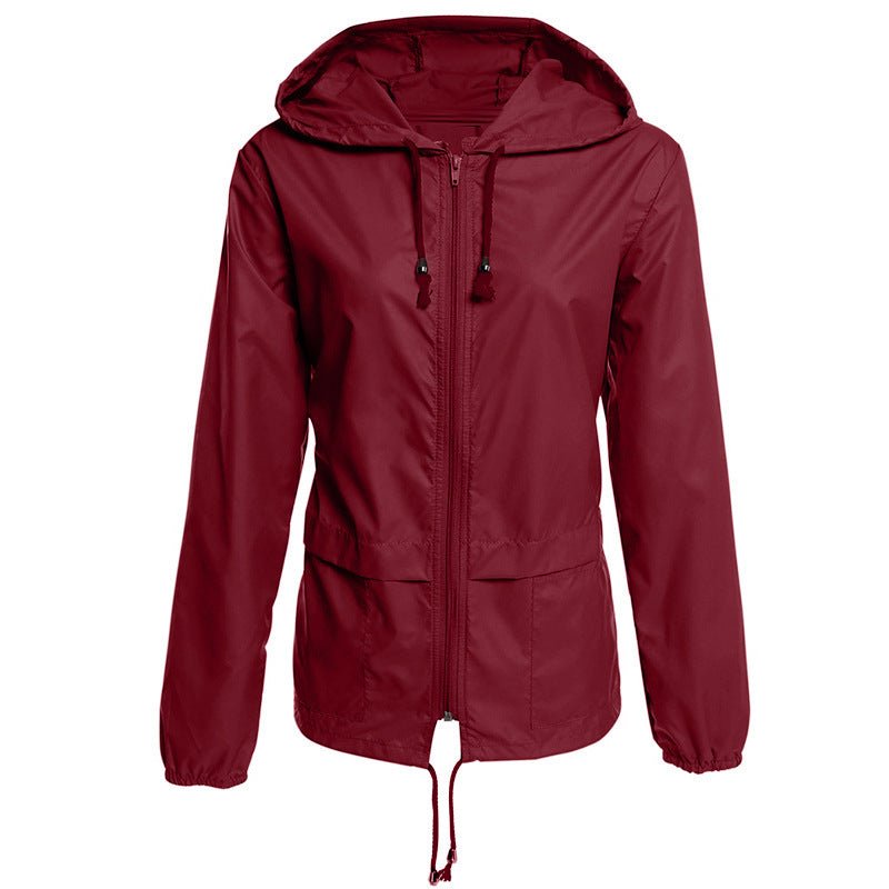 Raincoat Zipper Hooded Lightweight Outdoor Jacket Thin Outdoor Jacket - Belisimo