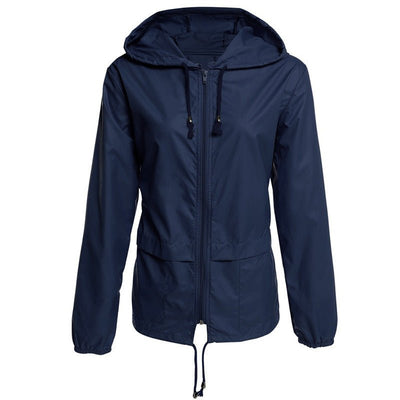 Raincoat Zipper Hooded Lightweight Outdoor Jacket Thin Outdoor Jacket - Belisimo