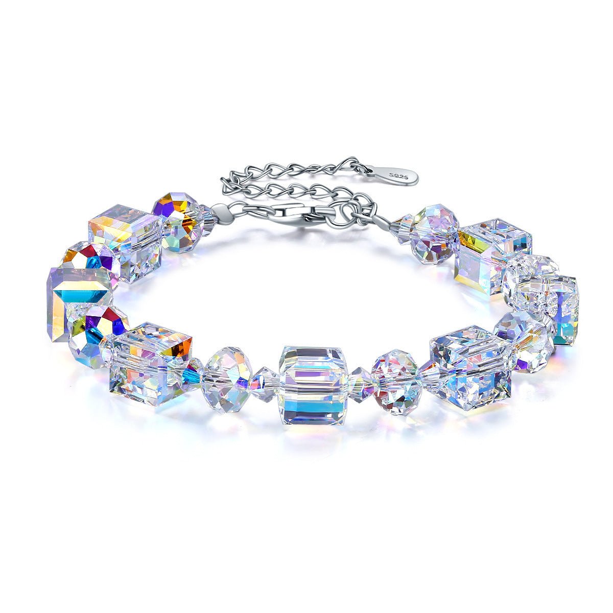 S925 Silver Austrian Beaded Crystal Bracelet - Belisimo