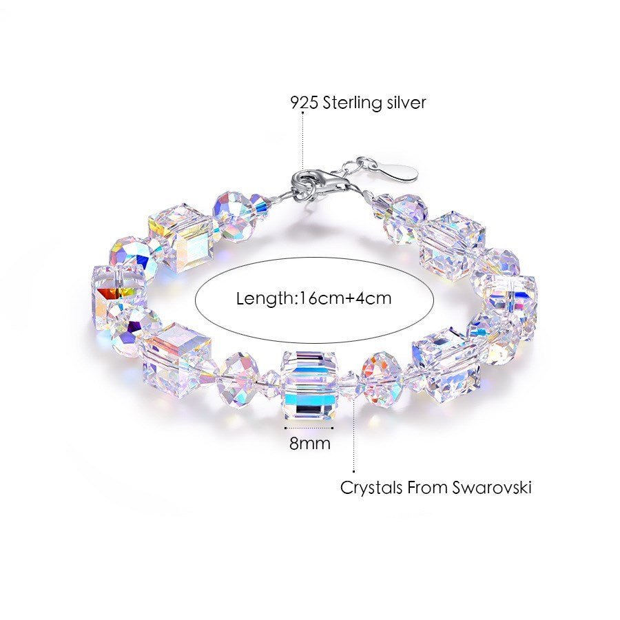 S925 Silver Austrian Beaded Crystal Bracelet - Belisimo