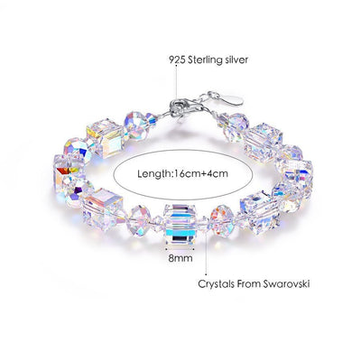 S925 Silver Austrian Beaded Crystal Bracelet - Belisimo