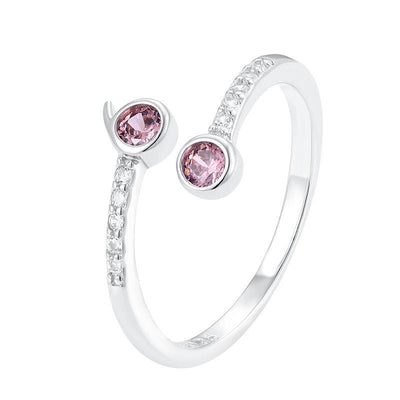 S925 Sterling Silver Ring Women's Open Ruby Fresh - Belisimo